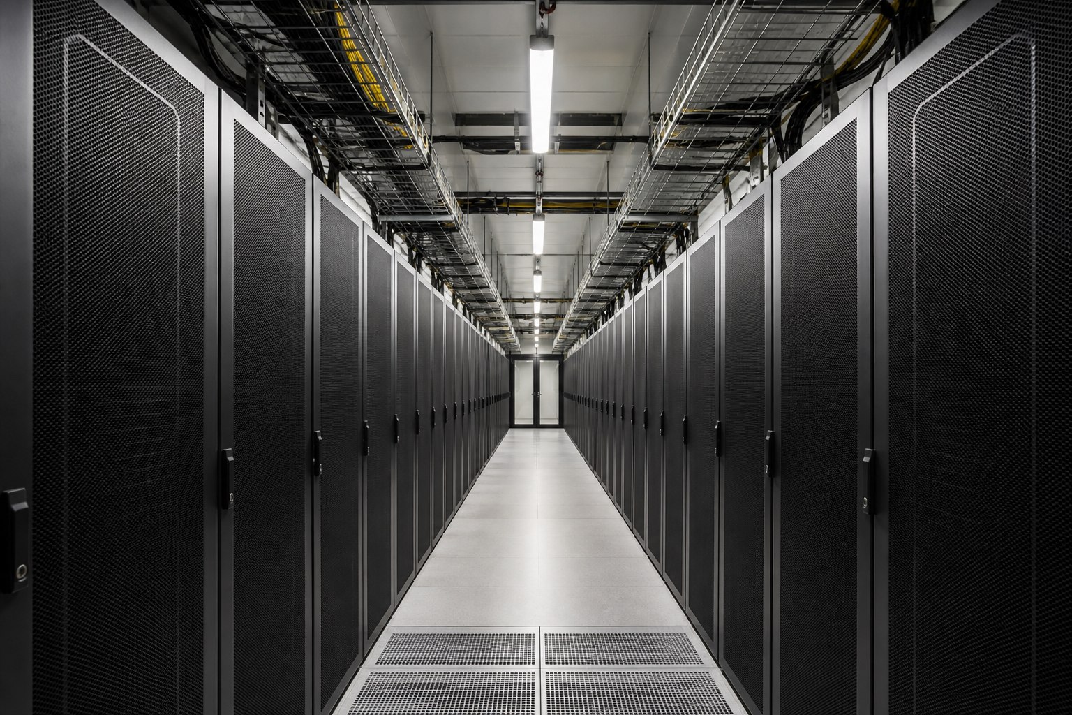 Technical aisle inside an IT room